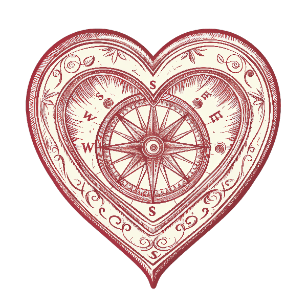 Vintage Heart Compass Art