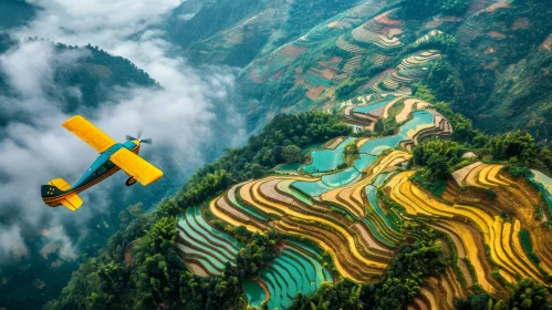 Aerial View of Rice Terraces: A Captivating Photo-Realistic Landscape