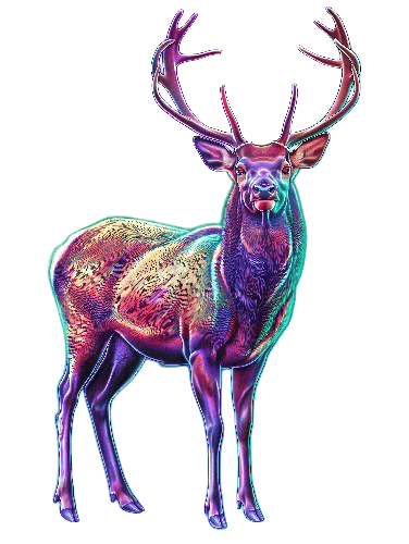 Artistic Purple Deer on Light Blue Background