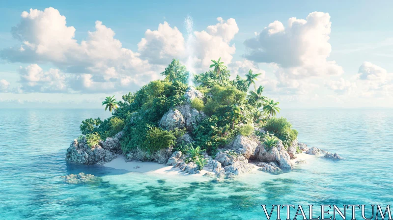 Tranquil Tropical Island with Pristine Waters AI Image