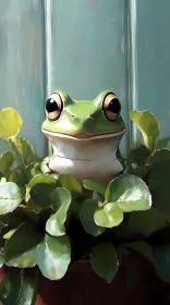 Curious Frog Amongst Greenery