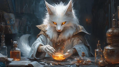 Fantasy Fox Mage with Glowing Eyes