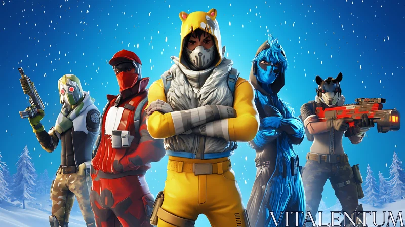 AI ART Fortnite Characters in Winter Landscape