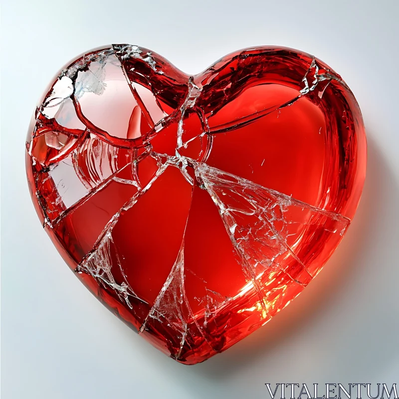 Red Glass Heart: Fractured and Vulnerable AI Image