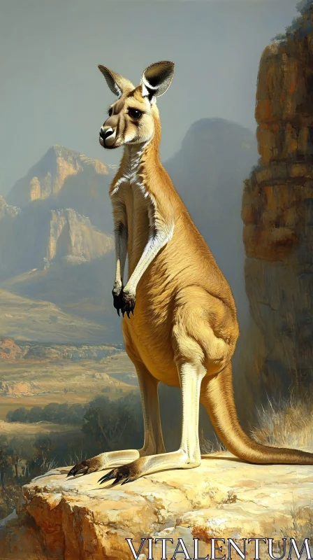 Wildlife: Kangaroo in Australian Landscape AI Image