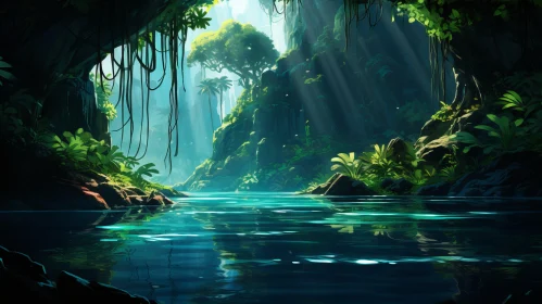 Captivating Jungle Water: Digital Painting with Detailed Marine Views