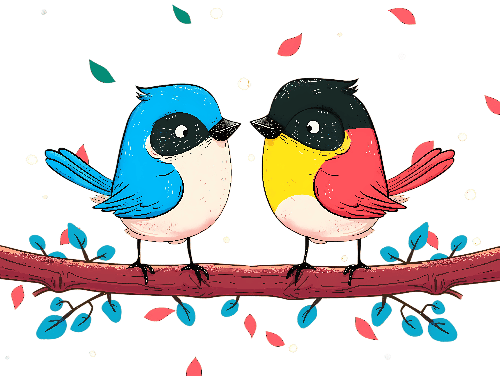 Colorful Birds Vector Illustration on Transparent Background