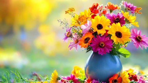 Colorful Blooms in Vase