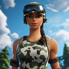 Female Character with Camouflage Outfit