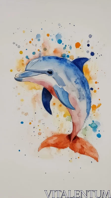 AI ART Colorful Dolphin Painting