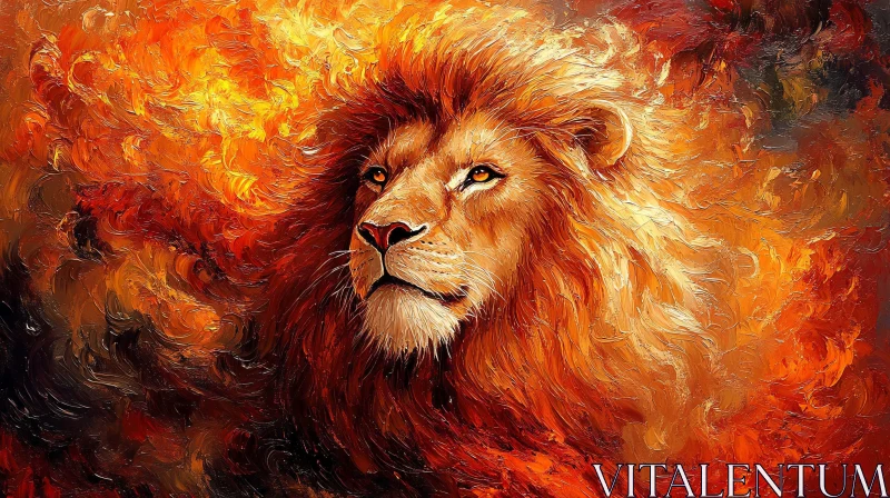 AI ART Lion Portrait in Flames