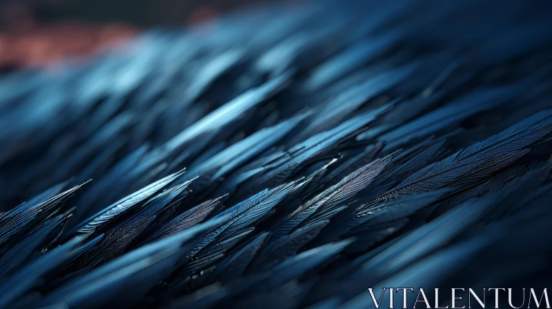 Exquisite Black Feather Against Blue Background Rendered in Cinema4D AI Image