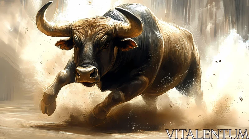 Dynamic Bull Illustration AI Image