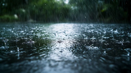 Rain Droplets on Water Surface