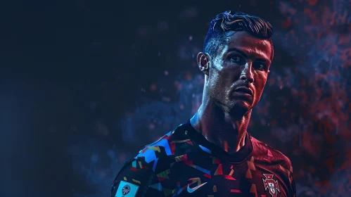 Cristiano Ronaldo in Artistic Football Jersey Portrait