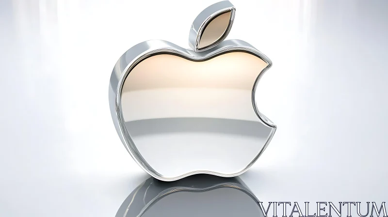 Shiny Apple Logo on White Background AI Image