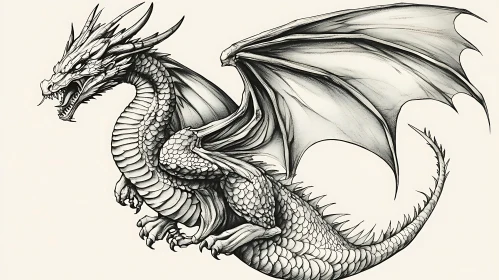 Monochrome Dragon Illustration