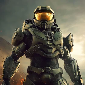 Armored Soldier on the Battlefield