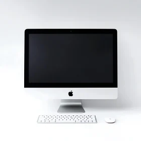 Minimalist Desktop Computer with Keyboard and Mouse
