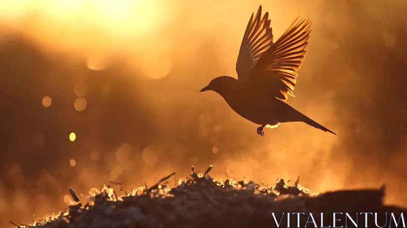 Bird Flying at Sunrise AI Image