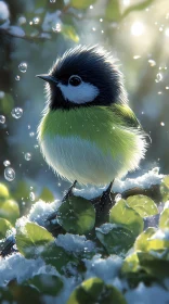 Bird in Snowy Nature