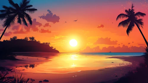 Sunset Over a Tropical Beach