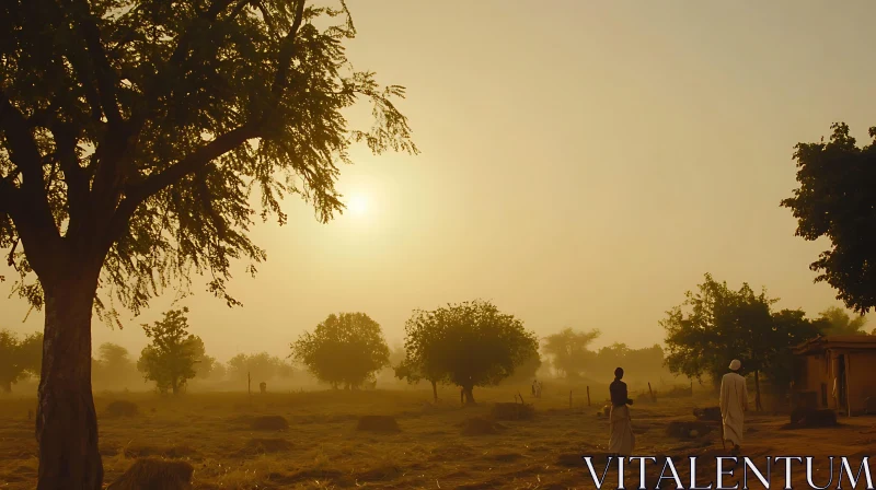 AI ART Misty Morning in the Countryside