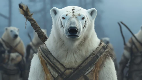 Fierce Polar Bear in Tribal Attire