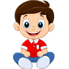 Cartoon of a Boy with Blue Eyes