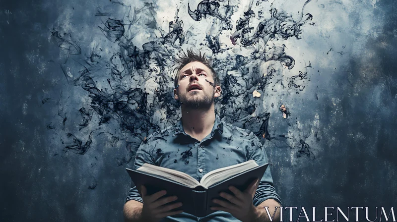 Man with Book and Ink Cloud AI Image