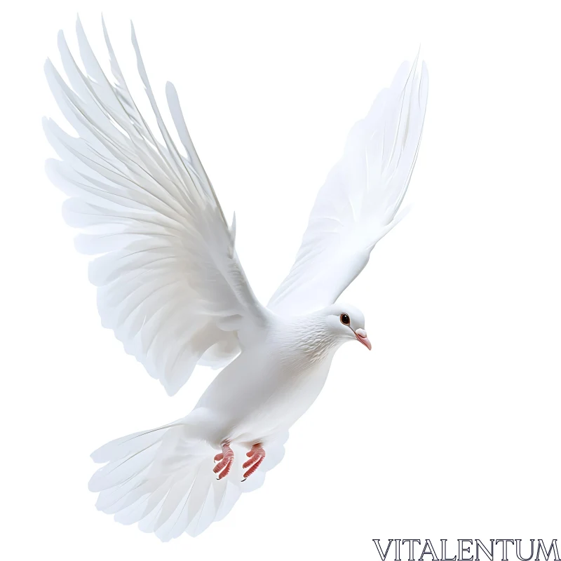 Dove Flying Isolated on White AI Image