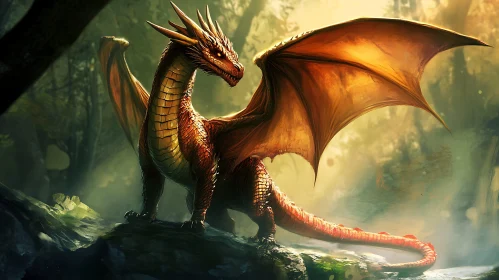 Dragon in Forest Illustration