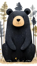Cute Bear Illustration in Nature