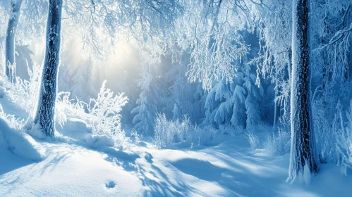 Snowy Forests with Sunlight and Frost