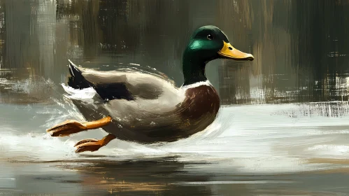Artistic Duck in Motion