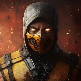 Intense Gaze of Masked Combatant