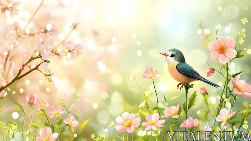 AI ART Floral Bird Art