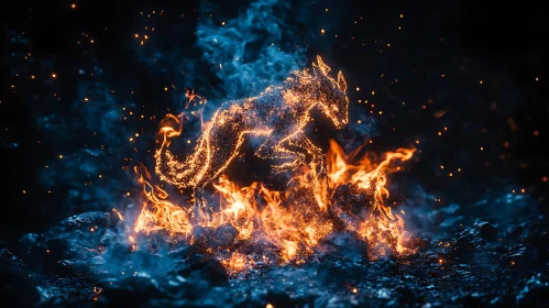 Mystical Fire Wolf with Embers