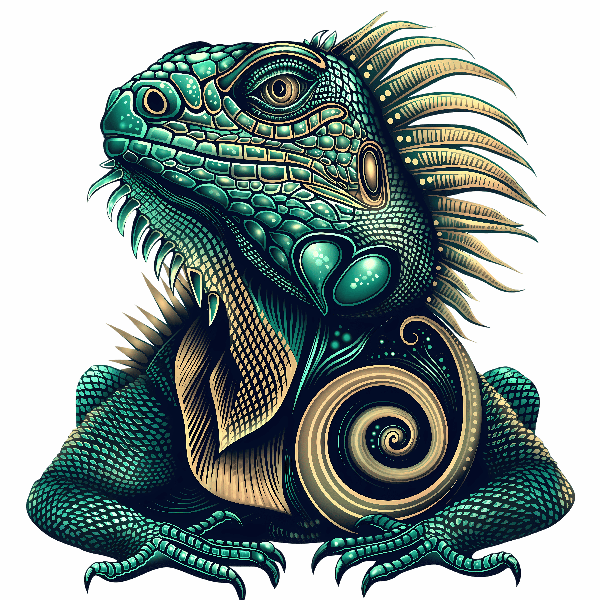 Intricate Iguana T-Shirt Design POD Design