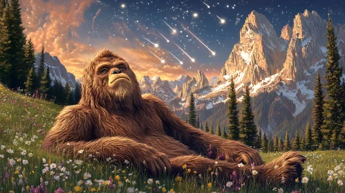 Sasquatch Gazing at Shooting Stars