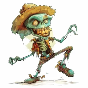 Humorous Zombie Cartoon Illustration in Realistic Style