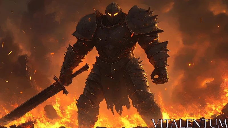 AI ART Armored Warrior in Flames