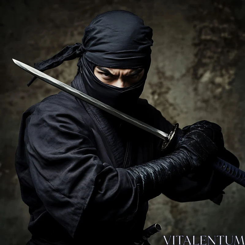 AI ART Shadow Warrior: Ninja with Katana