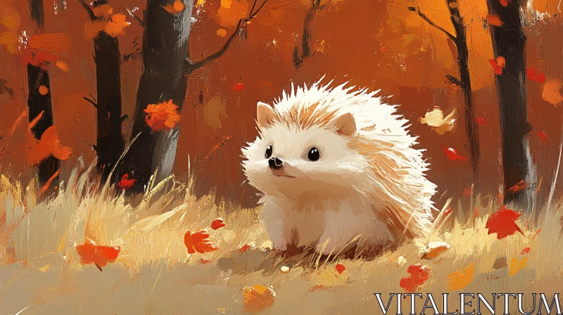 AI ART Hedgehog in Autumn Forest