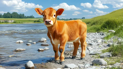 Young Calf in Nature