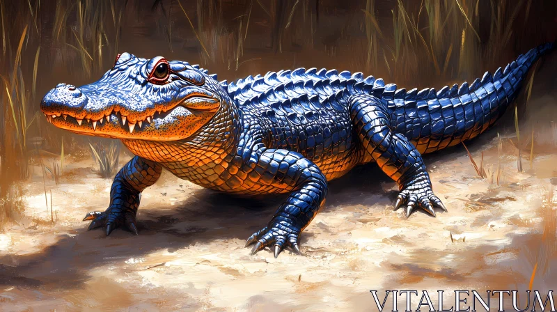 Colorful Alligator in the Wild AI Image