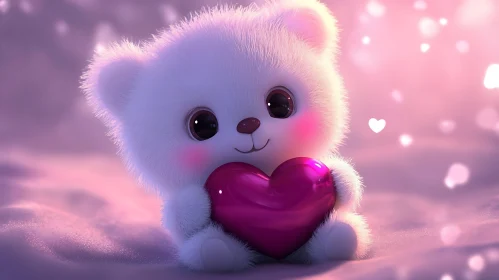 Adorable Teddy Bear Holding Heart