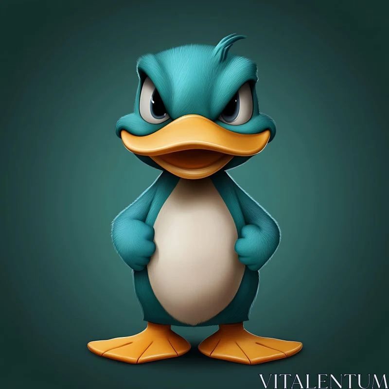 Angry Duck Cartoon Image AI Image