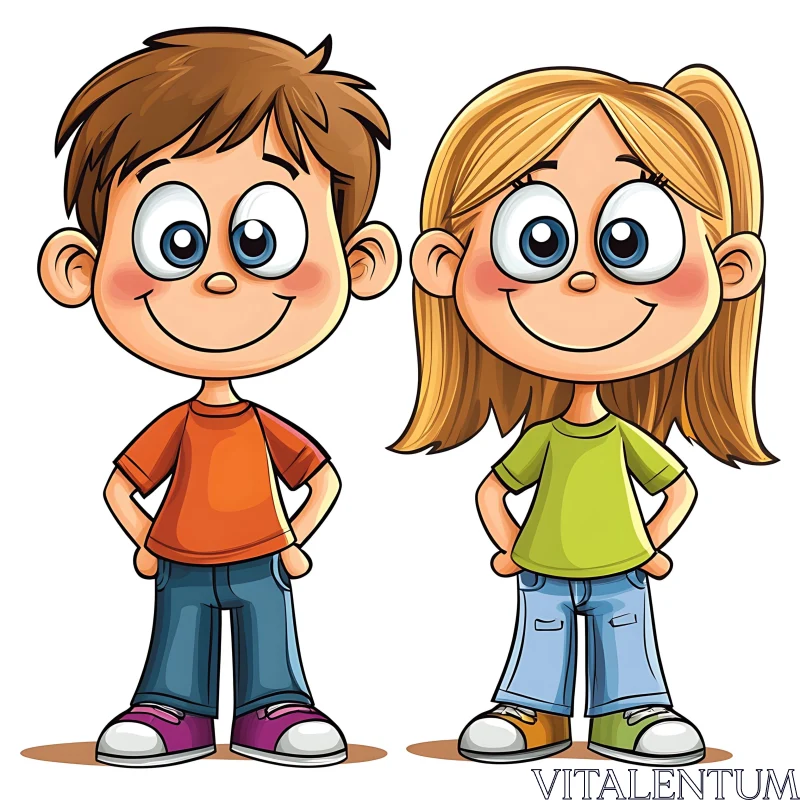 AI ART Cheerful Cartoon Children Illustration