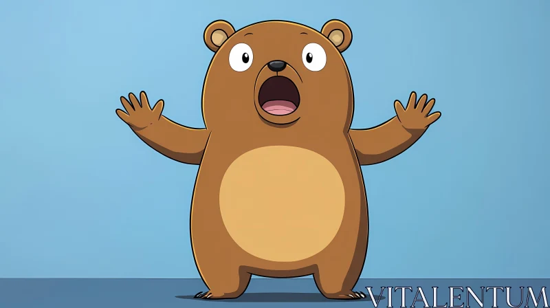 Funny Animated Bear with Wide Eyes AI Image